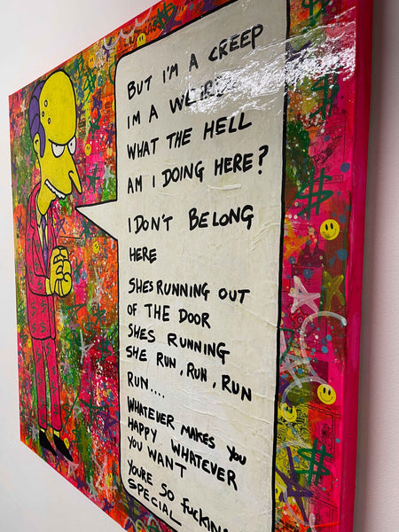 Creep Painting by Barrie J Davies 2022, Mixed media on Canvas, 100cm x 100cm, Unframed and ready to hang.