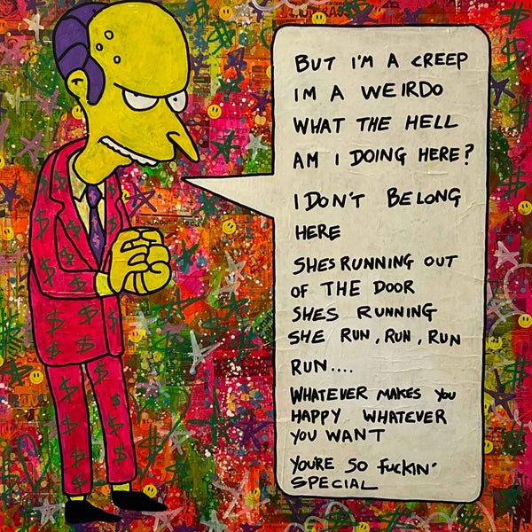 Creep Painting by Barrie J Davies 2022, Mixed media on Canvas, 100cm x 100cm, Unframed and ready to hang.