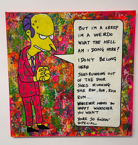 Creep Painting by Barrie J Davies 2022, Mixed media on Canvas, 100cm x 100cm, Unframed and ready to hang.