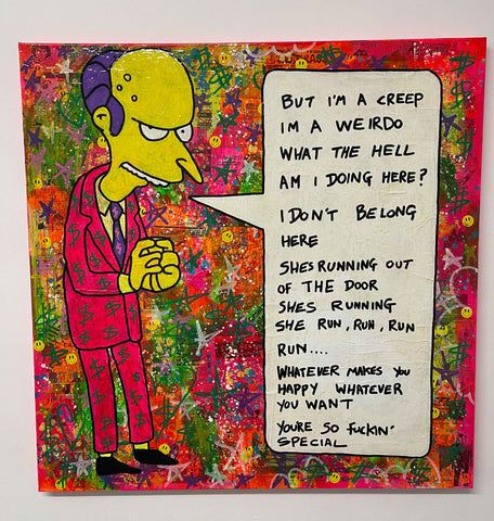Creep Painting by Barrie J Davies 2022, Mixed media on Canvas, 100cm x 100cm, Unframed and ready to hang.
