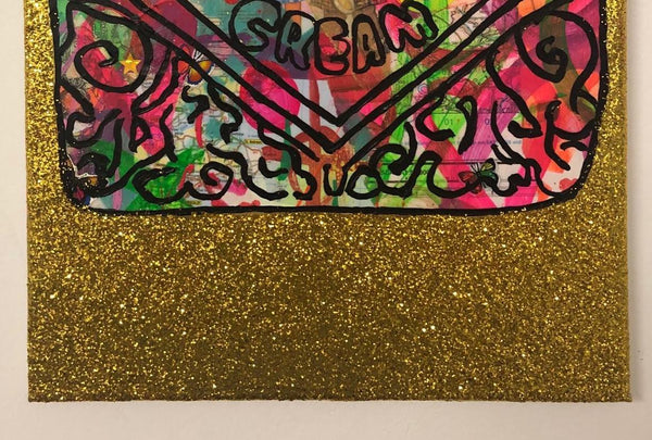 Disco Biscuit by Barrie J Davies 2019, Mixed media on Canvas, 30cm x 40cm, Unframed. Pop Art Street Artist based in Brighton England UK. Buy art online with free delivery Pop Art Paintings, Street Art Prints & Graffiti Art sculptures.