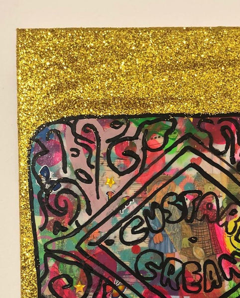 Disco Biscuit by Barrie J Davies 2019, Mixed media on Canvas, 30cm x 40cm, Unframed. Pop Art Street Artist based in Brighton England UK. Buy art online with free delivery Pop Art Paintings, Street Art Prints & Graffiti Art sculptures.