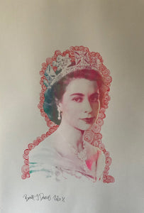 Doodle Queen Print by Barrie J Davies 2020 - unframed Silkscreen print on paper (hand finished) edition of 1/1 - A2 size 42cm x 59cm.  