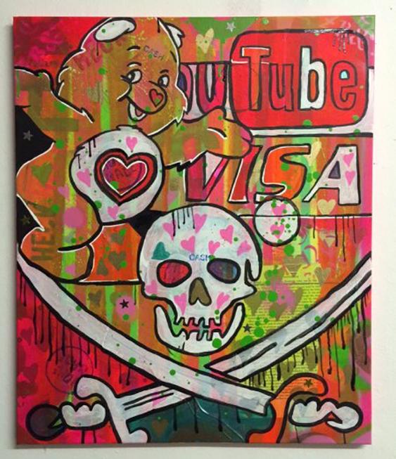 Downstream Data Loss by Barrie J Davies 2015, Mixed media painting on Canvas, Barrie J Davies is an Artist - Pop Art and Street art inspired Artist based in Brighton England UK - Pop Art Paintings, Street Art Prints & Editions available.