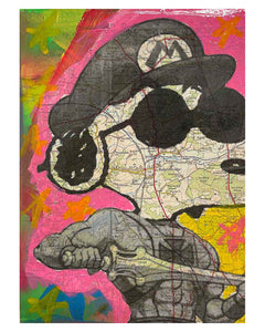 The Dude Map painting by Barrie J Davies 2022, Mixed media on Canvas, 21cm x 29cm, Unframed and ready to hang.