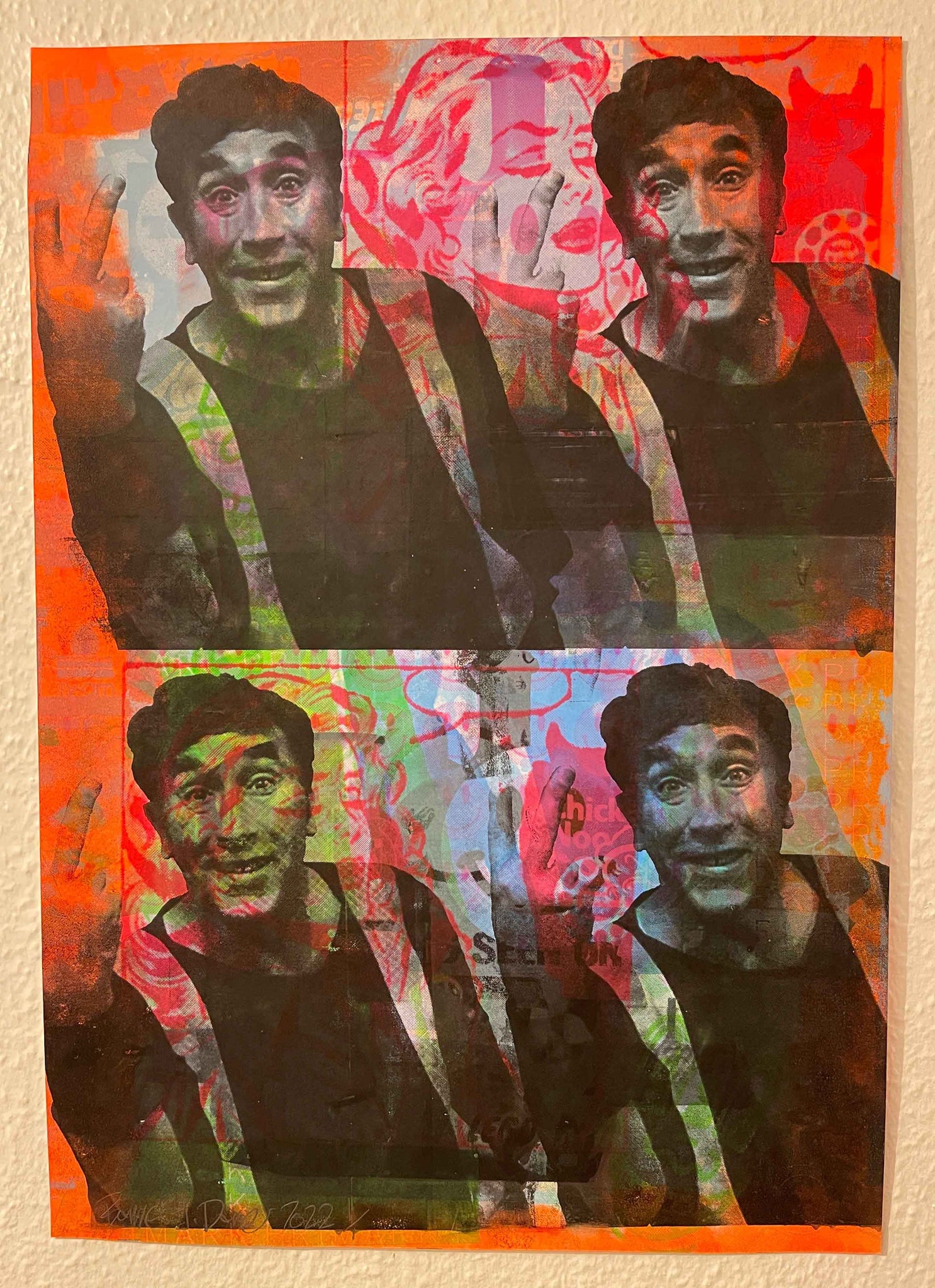 Frankie Says Relax Man Print by Barrie J Davies 2022 - unframed Silkscreen print on paper (hand finished) edition of 1/1 - A2 size 42cm x 59.4cm.