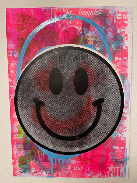 Happy Now Print, unframed Silkscreen print on paper (hand finished) edition of 1/1 - A2 size 42cm x 59.4cm.Buy online with free delivery worldwide to your door.