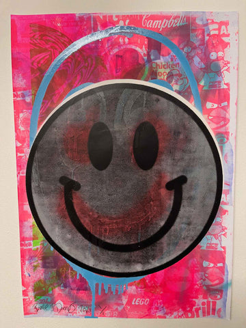 Happy Now Print, unframed Silkscreen print on paper (hand finished) edition of 1/1 - A2 size 42cm x 59.4cm.Buy online with free delivery worldwide to your door.