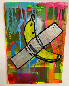 Joker Painting by Barrie J Davies 2022, Mixed media on Canvas, 21cm x 29cm, Unframed and ready to hang.