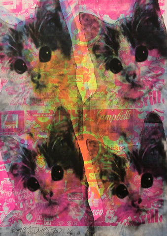 Kitschy Cat Print - BARRIE J DAVIES IS AN ARTIST