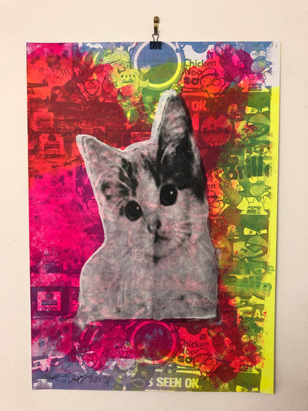 Kitschy Cat Print - BARRIE J DAVIES IS AN ARTIST