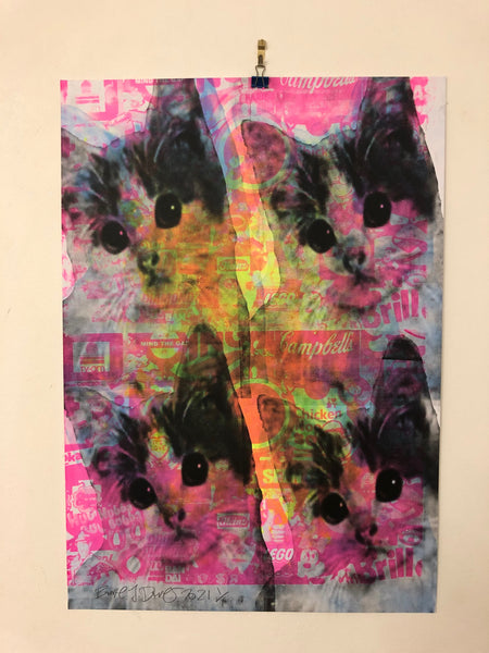 Kitschy Cat Print - BARRIE J DAVIES IS AN ARTIST