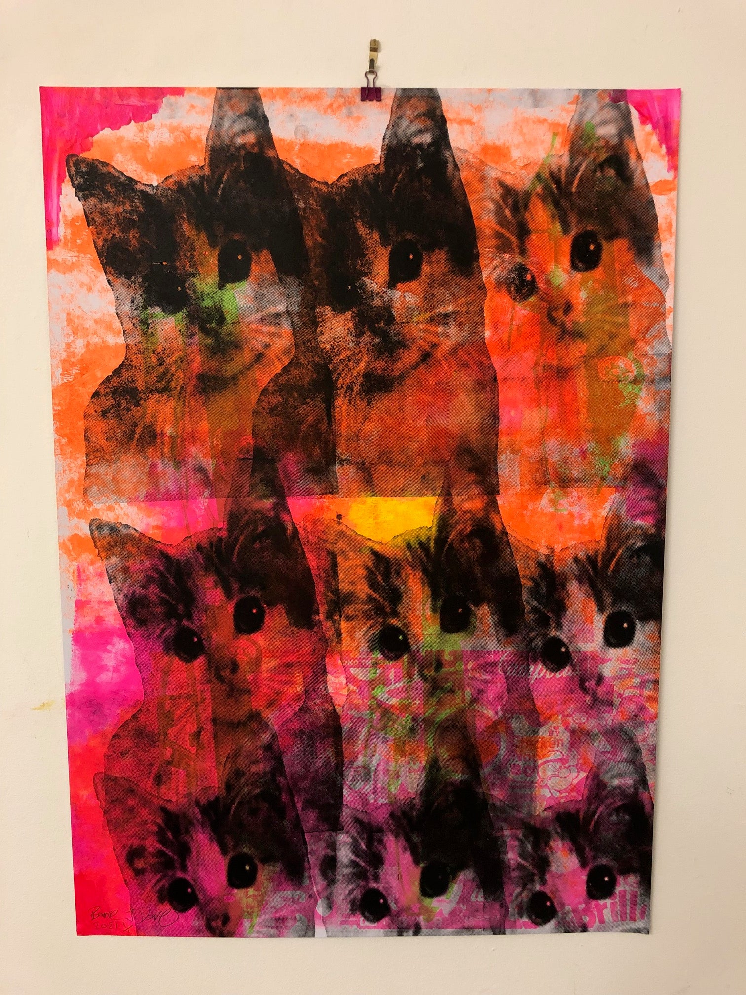 Large Kitschy Cat Print - BARRIE J DAVIES IS AN ARTIST