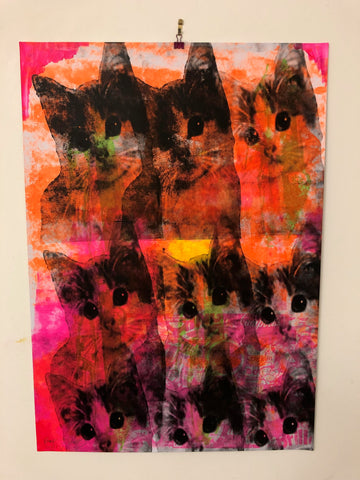 Large Kitschy Cat Print - BARRIE J DAVIES IS AN ARTIST