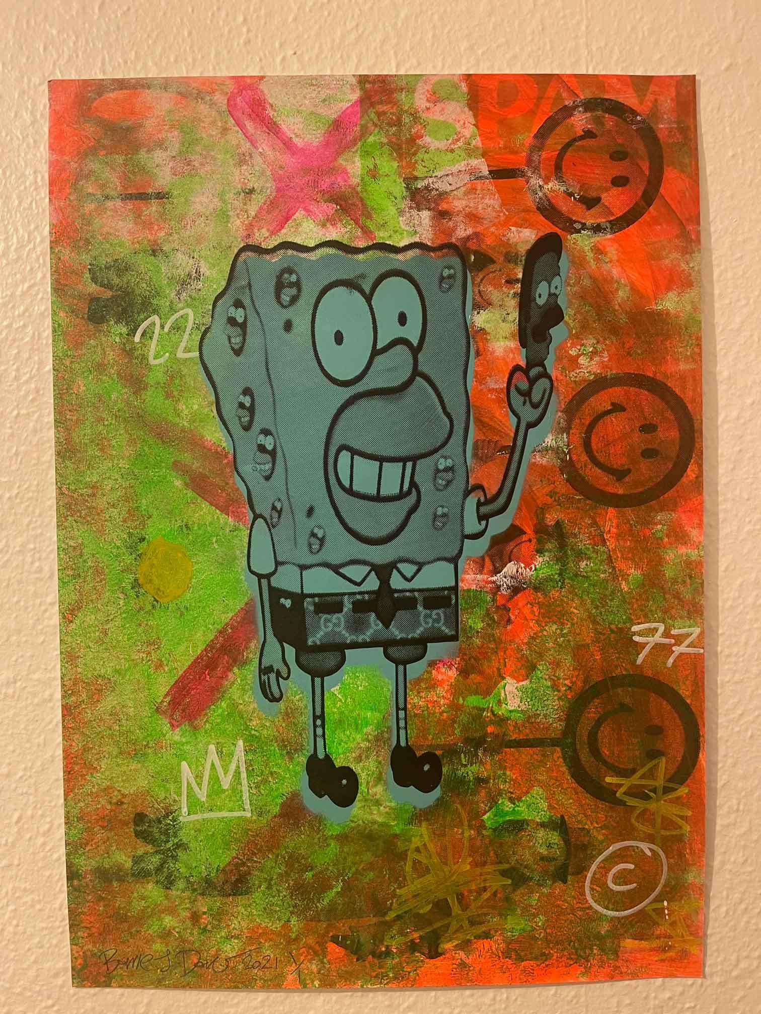 Blue Manic Bob Print - BARRIE J DAVIES IS AN ARTIST
