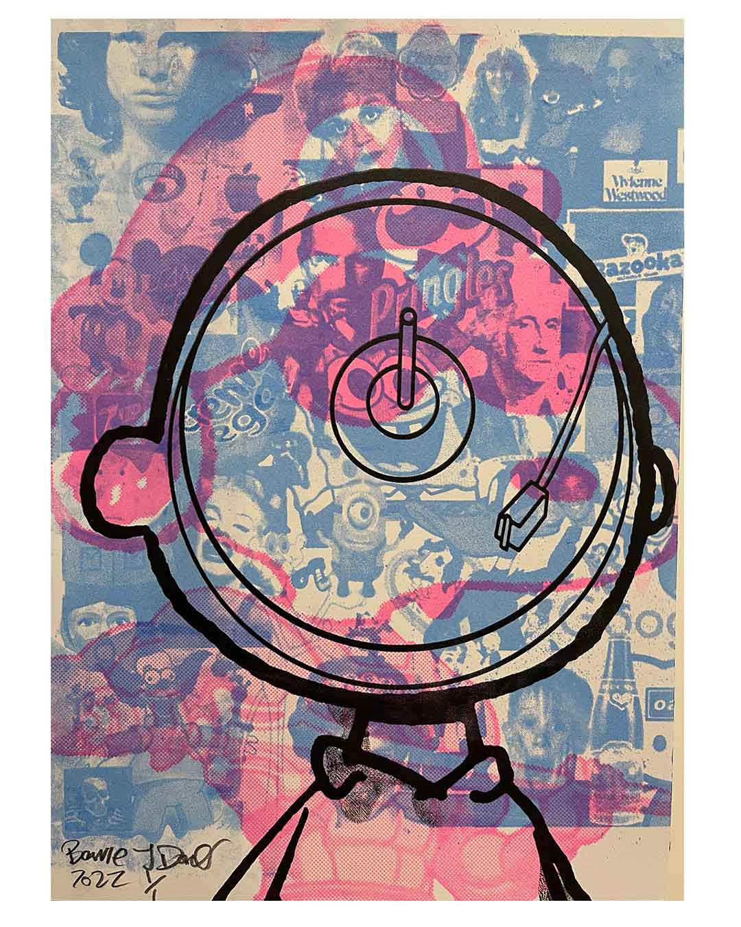 Mini Charlie Says Print by Barrie J Davies 2022, unframed Silkscreen print on paper (hand finished) edition of 1/1, A4 size 29cm x 21cm