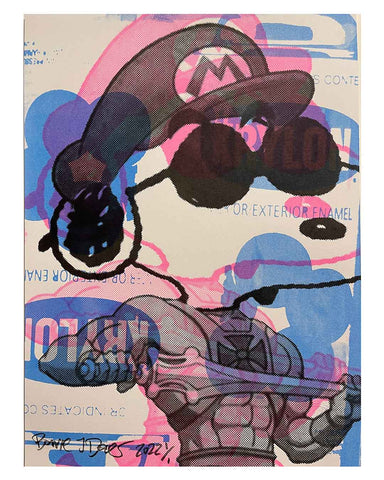 Mini Dude Print by Barrie J Davies 2022, unframed Silkscreen print on paper (hand finished) edition of 1/1, A4 size 29cm x 21cm.