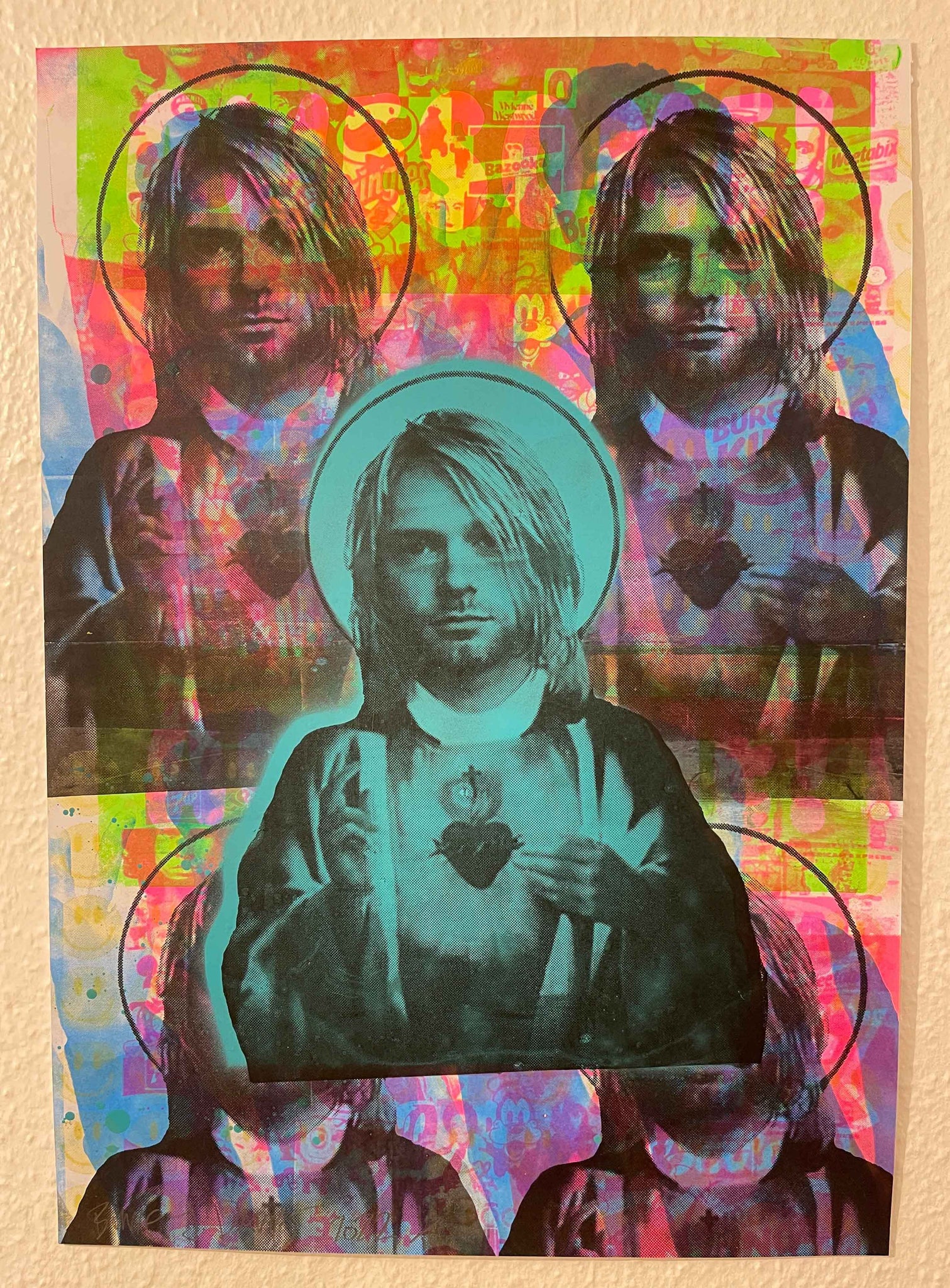 Nevermind it blue print by Barrie J Davies 2022 - unframed Silkscreen print on paper (hand finished) edition of 1/1 - A2 size 42cm x 59cm.  