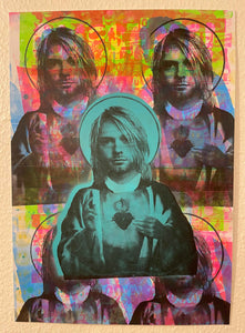Nevermind it blue print by Barrie J Davies 2022 - unframed Silkscreen print on paper (hand finished) edition of 1/1 - A2 size 42cm x 59cm.  