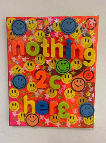 Nothing to see here painting, Mixed media on Canvas, 25cm x 30cm, Unframed. Buy online with free delivery worldwide to your door.