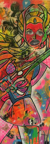 Peace Sword by Barrie J Davies 2017, Mixed media on canvas, 30cm x 80cm, unframed. Barrie J Davies is an Artist - Pop Art and Street art inspired Artist based in Brighton England UK - Pop Art Paintings, Street Art Prints & Editions available.