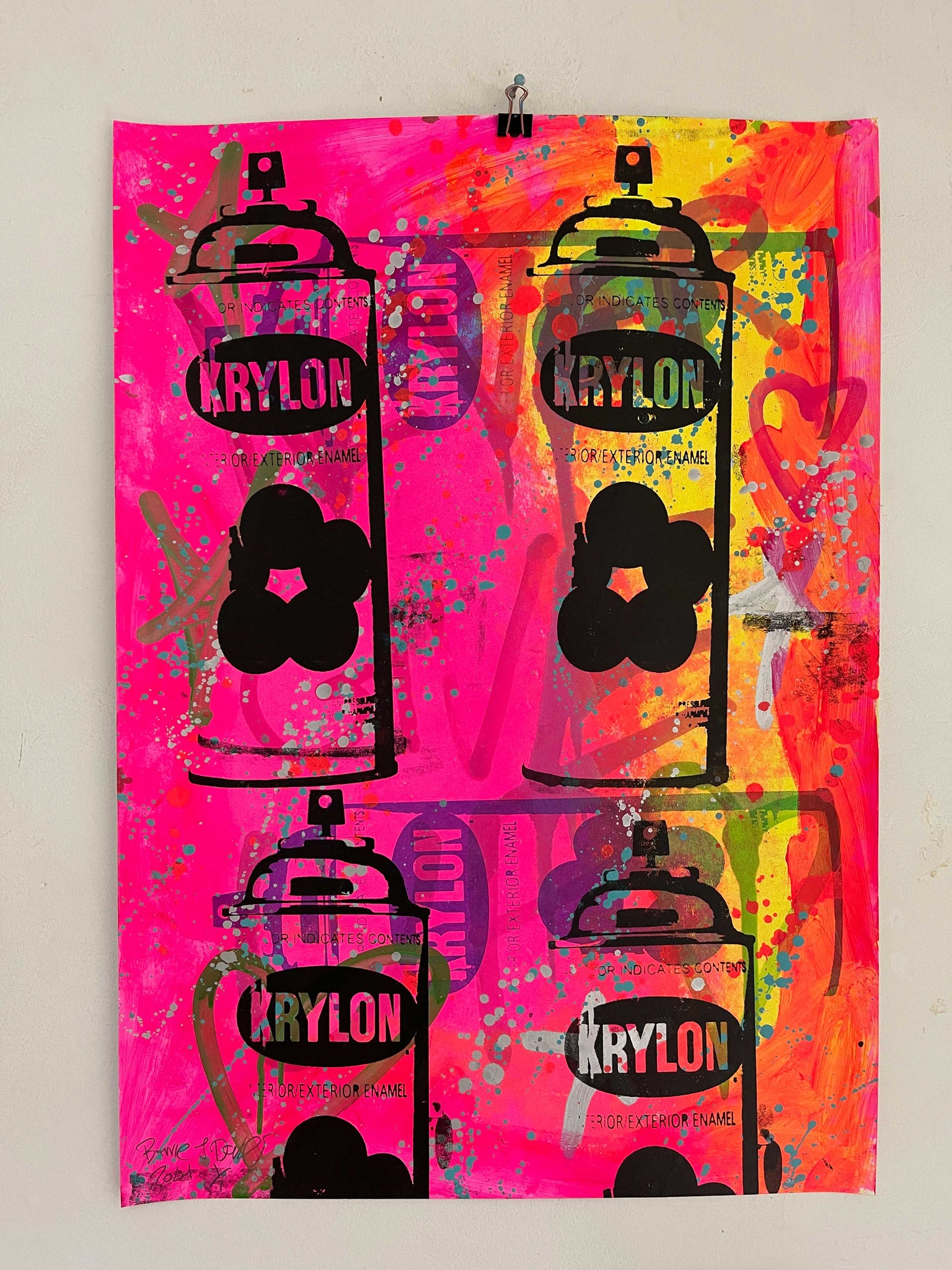 Pink Wild Style Print, unframed Silkscreen print on paper (hand finished) edition of 1/1 - A2 size 42cm x 59.4cm. Buy online with free delivery worldwide.