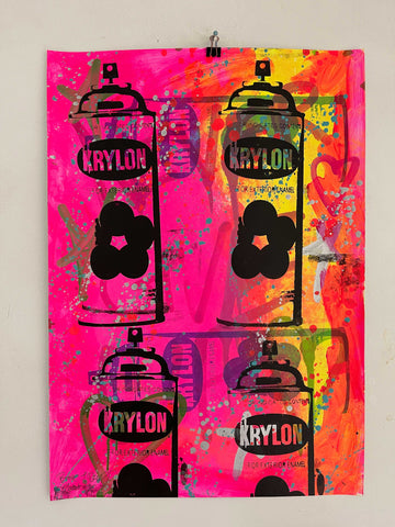 Pink Wild Style Print, unframed Silkscreen print on paper (hand finished) edition of 1/1 - A2 size 42cm x 59.4cm. Buy online with free delivery worldwide.