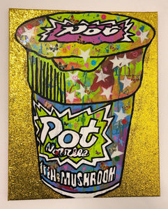 Pop my noodle by Barrie J Davies 2019, mixed media on canvas, unframed, 40cm x 49cm. Barrie J Davies is an Artist - Urban Pop Art and Street art inspired Artist based in Brighton England UK - Shop Pop Art Paintings, Street Art Prints & collectables.