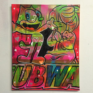 Queen of life by Barrie J Davies 2015, Mixed media on Canvas, 30cm x 40cm, Unframed. Barrie J Davies is an Artist - Pop Art and Street art inspired Artist based in Brighton England UK - Pop Art Paintings, Street Art Prints & Editions available.