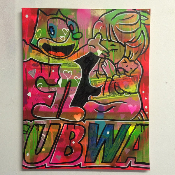 Queen of life by Barrie J Davies 2015, Mixed media on Canvas, 30cm x 40cm, Unframed. Barrie J Davies is an Artist - Pop Art and Street art inspired Artist based in Brighton England UK - Pop Art Paintings, Street Art Prints & Editions available.