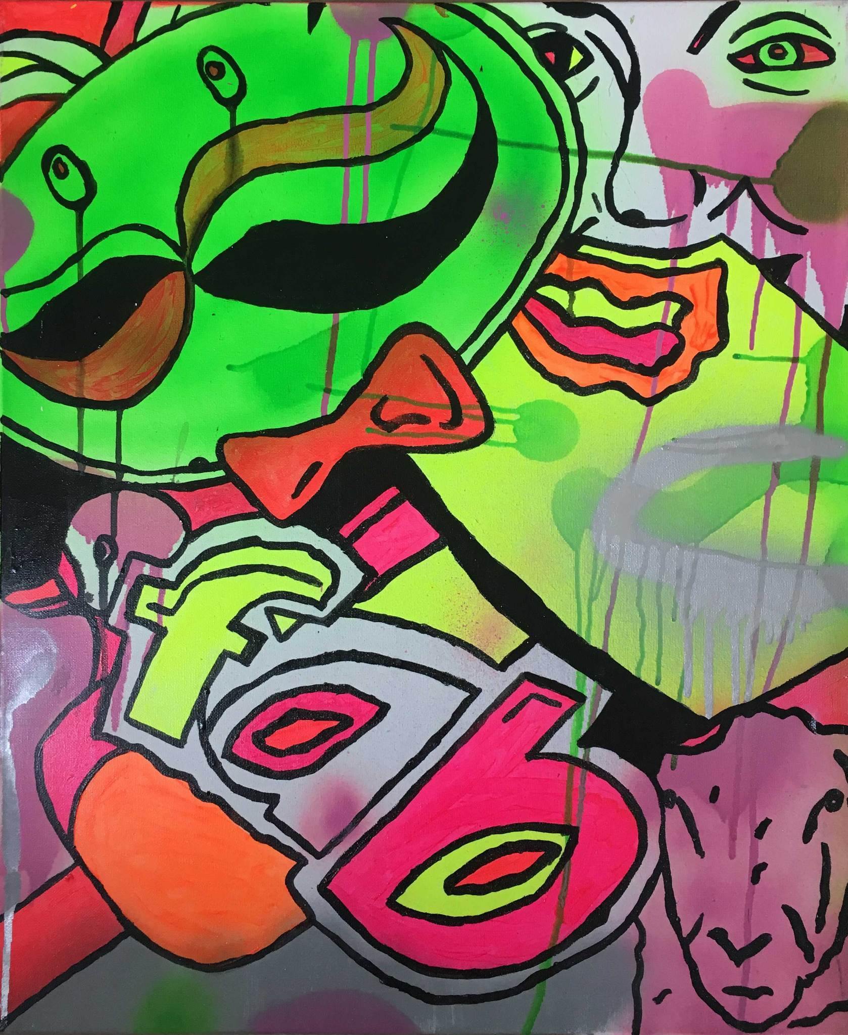 Reality ripper by Barrie J Davies 2014, Mixed media on canvas, 50cm x 60cm, Unframed. Barrie J Davies is an Artist - Pop Art and Street art inspired Artist based in Brighton England UK - Pop Art Paintings, Street Art Prints & Editions available.