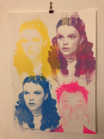 Rick Under The Rainbow Print by Barrie J Davies 2020 - unframed Silkscreen print on paper (hand finished) edition of 1/1 - A2 size 42cm x 59.4cm.
