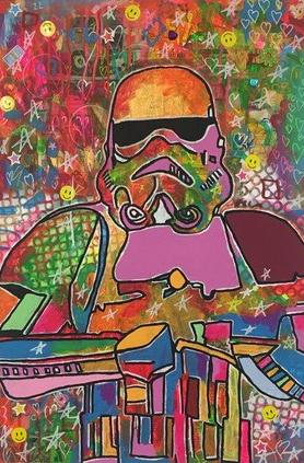 Rider of the storm by Barrie J Davies 2018, mixed media on canvas, Unframed, 50cm x 75cm. Barrie J Davies is an Artist - Pop Art and Street art inspired Artist based in Brighton England UK - Pop Art Paintings, Street Art Prints & Editions available.