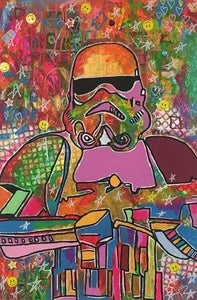 Rider of the storm by Barrie J Davies 2018, mixed media on canvas, Unframed, 50cm x 75cm. Barrie J Davies is an Artist - Pop Art and Street art inspired Artist based in Brighton England UK - Pop Art Paintings, Street Art Prints & Editions available.