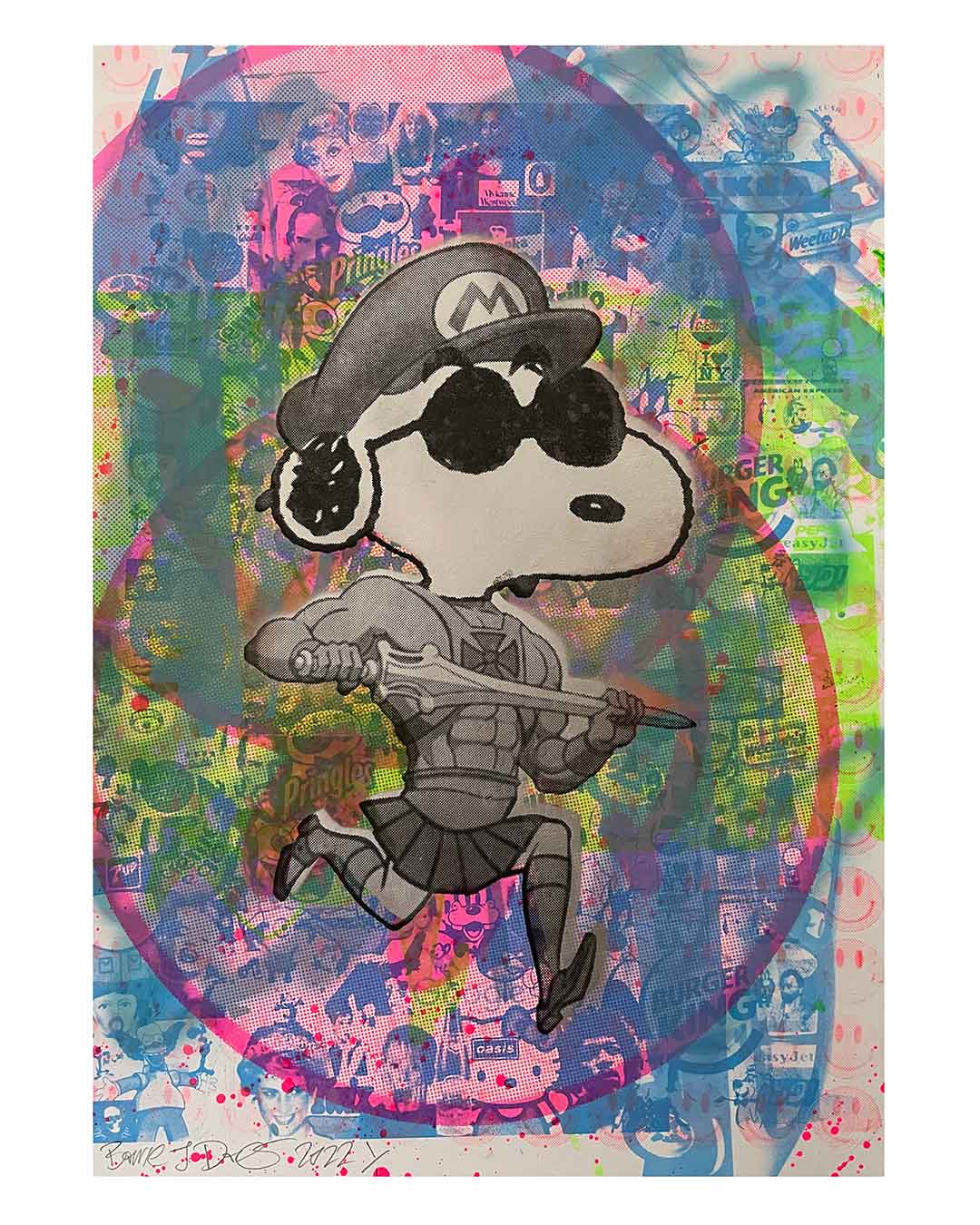 Silver Dude Print by Barrie J Davies 2022, unframed Silkscreen print on paper (hand finished) edition of 1/1, A2 size 42cm x 59.4cm.
