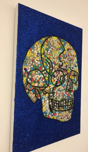 Skull Attack by Barrie J Davies 2019, mixed media on canvas, Unframed, 50cm x 75cm. Barrie J Davies is an Artist - Pop Art and Street art inspired Artist based in Brighton England UK - Pop Art Paintings, Street Art Prints & Editions available.