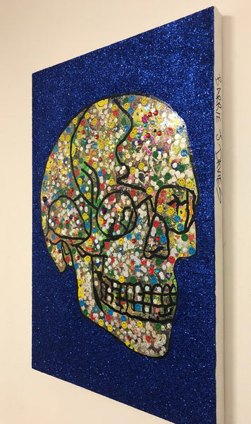 Skull Attack by Barrie J Davies 2019, mixed media on canvas, Unframed, 50cm x 75cm. Barrie J Davies is an Artist - Pop Art and Street art inspired Artist based in Brighton England UK - Pop Art Paintings, Street Art Prints & Editions available.