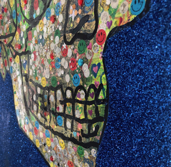 Skull Attack by Barrie J Davies 2019, mixed media on canvas, Unframed, 50cm x 75cm. Barrie J Davies is an Artist - Pop Art and Street art inspired Artist based in Brighton England UK - Pop Art Paintings, Street Art Prints & Editions available.
