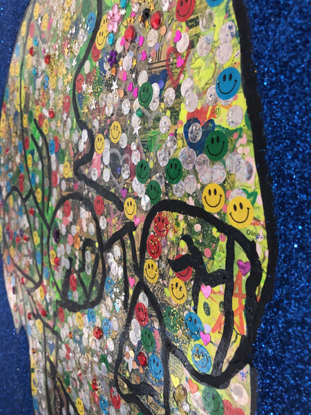 Skull Attack by Barrie J Davies 2019, mixed media on canvas, Unframed, 50cm x 75cm. Barrie J Davies is an Artist - Pop Art and Street art inspired Artist based in Brighton England UK - Pop Art Paintings, Street Art Prints & Editions available.