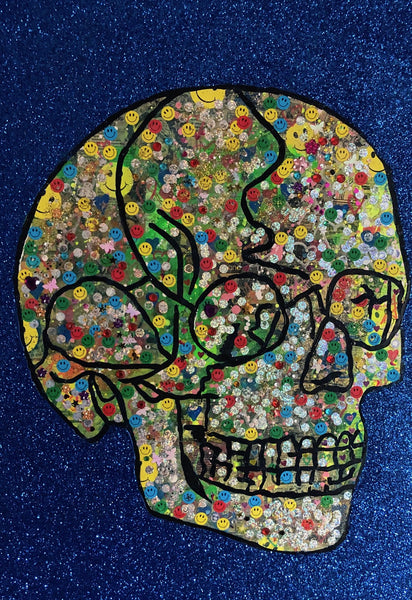Skull Attack by Barrie J Davies 2019, mixed media on canvas, Unframed, 50cm x 75cm. Barrie J Davies is an Artist - Pop Art and Street art inspired Artist based in Brighton England UK - Pop Art Paintings, Street Art Prints & Editions available.