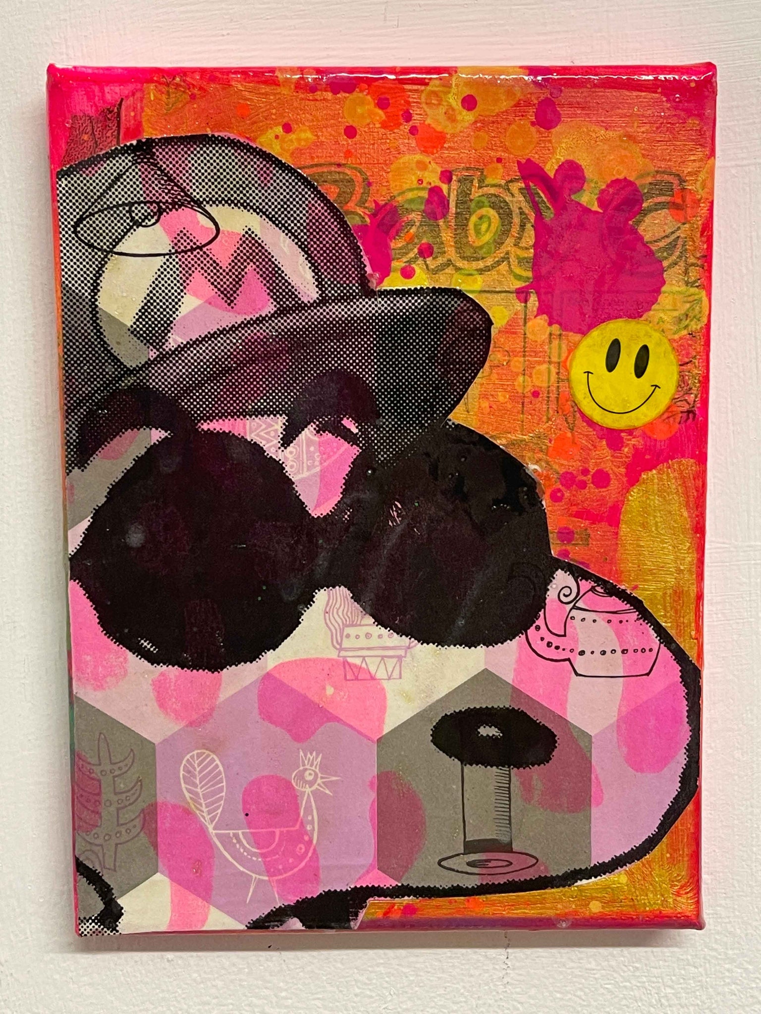 Small Dude painting by Barrie J Davies 2022, Mixed media on Canvas, 15cm x 20cm, Unframed and ready to hang.
