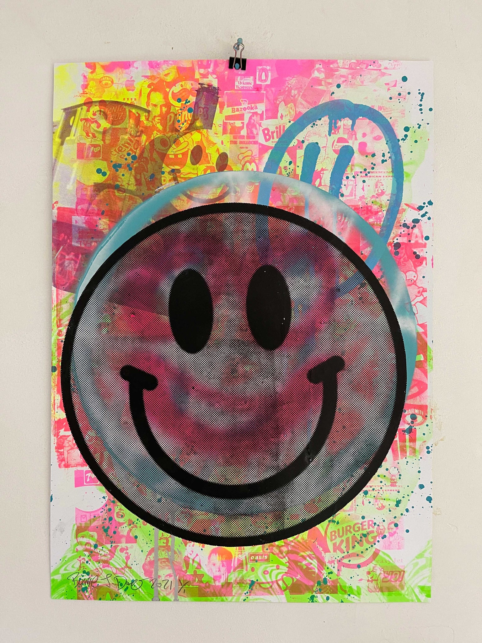 Super Happy Now Print, unframed Silkscreen print on paper (hand finished) edition of 1/1 - A2 size 42cm x 59.4cm. Buy online with free delivery worldwide.