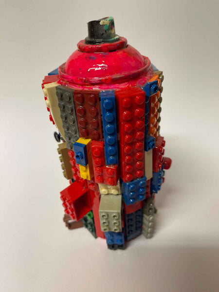 Toy Spray Can Sculpture. This is a unique, hand made one off original. Each piece is a mixed media original directly onto a recycled depressurised spray can. 