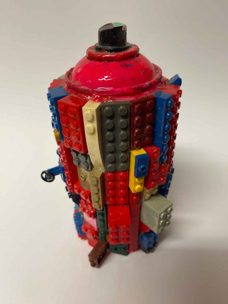 Toy Spray Can Sculpture. This is a unique, hand made one off original. Each piece is a mixed media original directly onto a recycled depressurised spray can. 