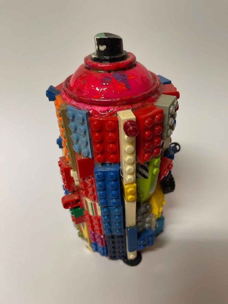 Toy Spray Can Sculpture. This is a unique, hand made one off original. Each piece is a mixed media original directly onto a recycled depressurised spray can. 